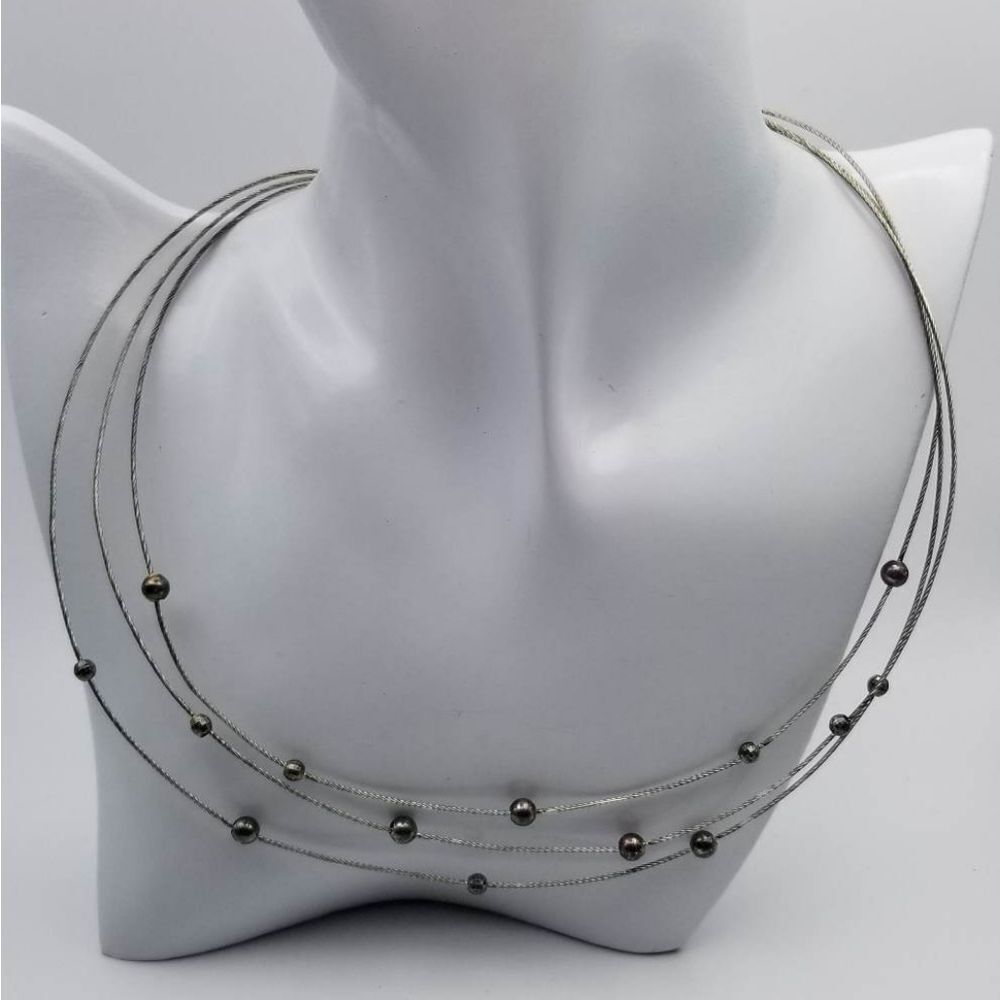 Milor Italy 585 white gold collar bib‎ necklace